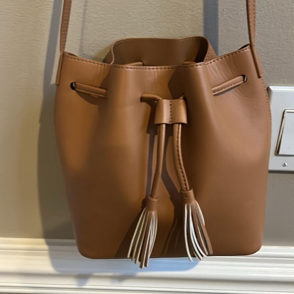 J Crew Vegan Faux Leather Bucket Bag Drawstring Crossbody Shoulder